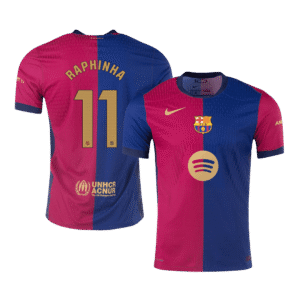 Barcelona RAPHINHA #11 Home Custom Player Version Soccer Jersey - Spotify Logo Without Text