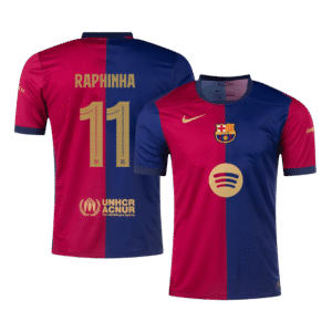 Barcelona Jersey Custom RAPHINHA #11 Soccer Jersey Home -UCL (Spotify Logo Without Text)