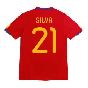 SILVA #21 Spain Retro Jersey World Cup Home Soccer Shirt 2010