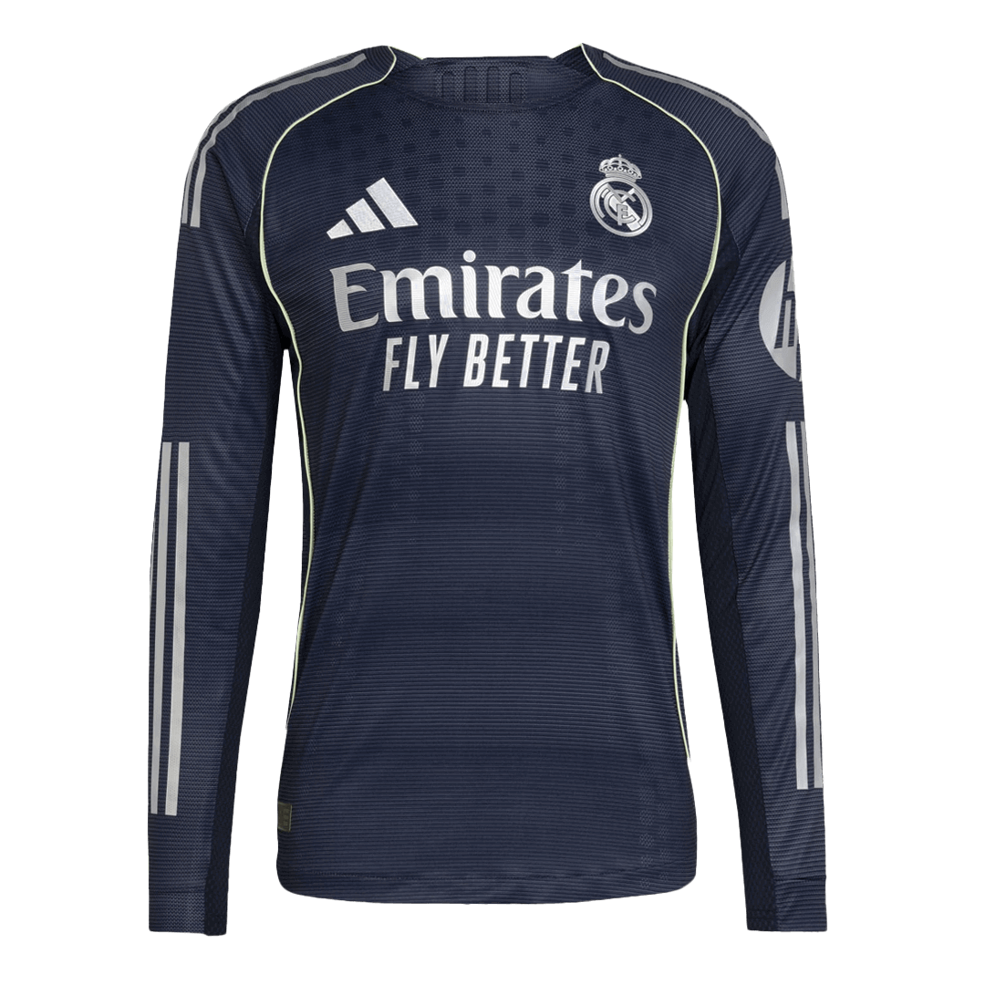 Real Madrid Away Player Version Long Sleeve Soccer Jersey 2025/26