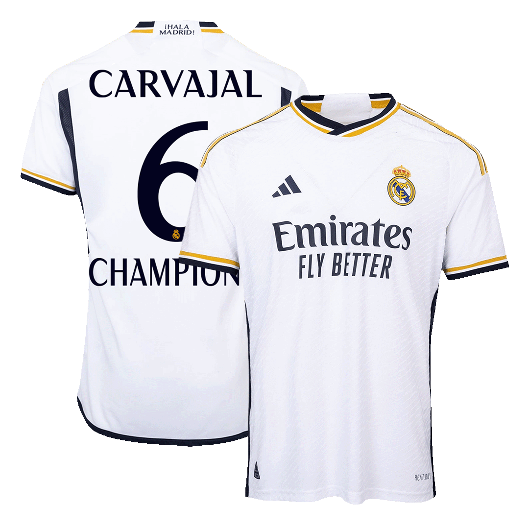 Real Madrid CHAMPIONS CARVAJAL #6 Home Custom Player Version Soccer Jersey 2023/24