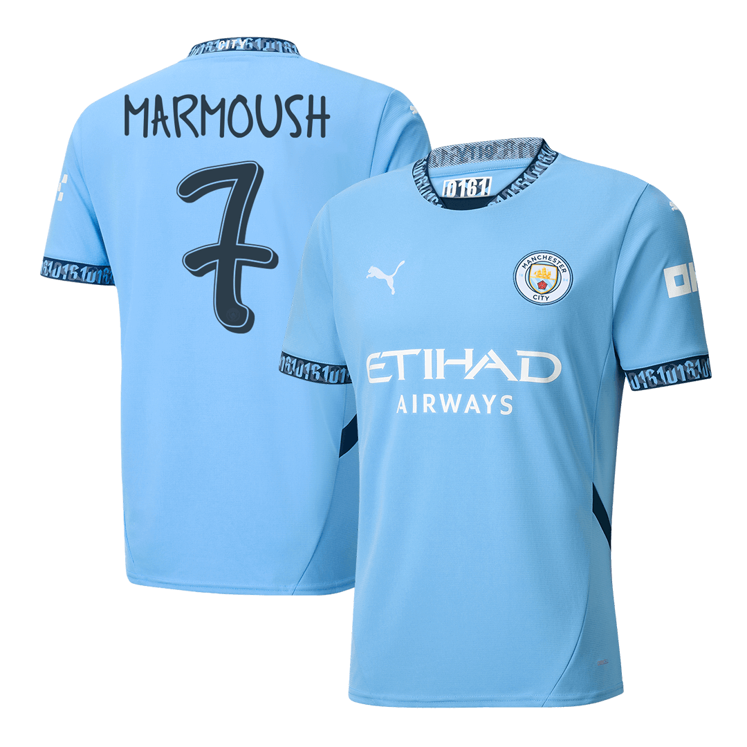 Manchester City Jersey Custom MARMOUSH #7 Soccer Jersey Home - UCL