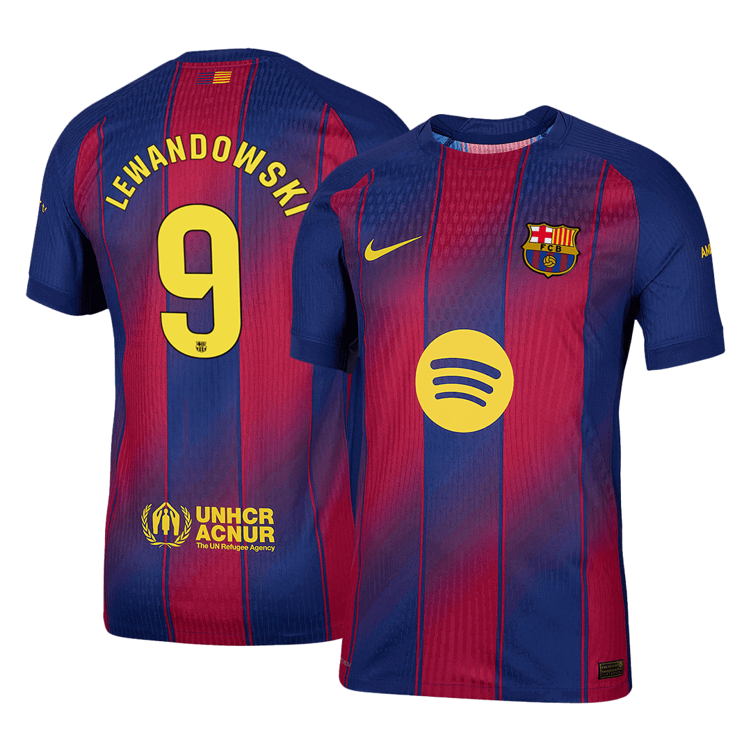 Barcelona LEWANDOWSKI #9 Home Custom Player Version Soccer Jersey 2025/26