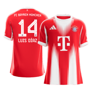 LUIS DÍAZ #14 Bayern Munich Soccer Jersey Home Custom Shirt 2025/26