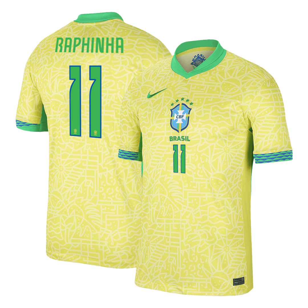Brazil Jersey Custom RAPHINHA #11 Soccer Jersey Home