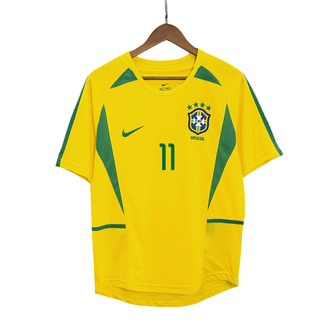 RONALDINHO #11 Brazil Retro Jersey Home Soccer Shirt 2002/03 - Image 2