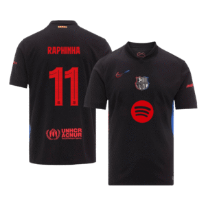 RAPHINHA #11 Barcelona Soccer Jersey Away Custom Shirt - UCL (Spotify Logo Without Text)