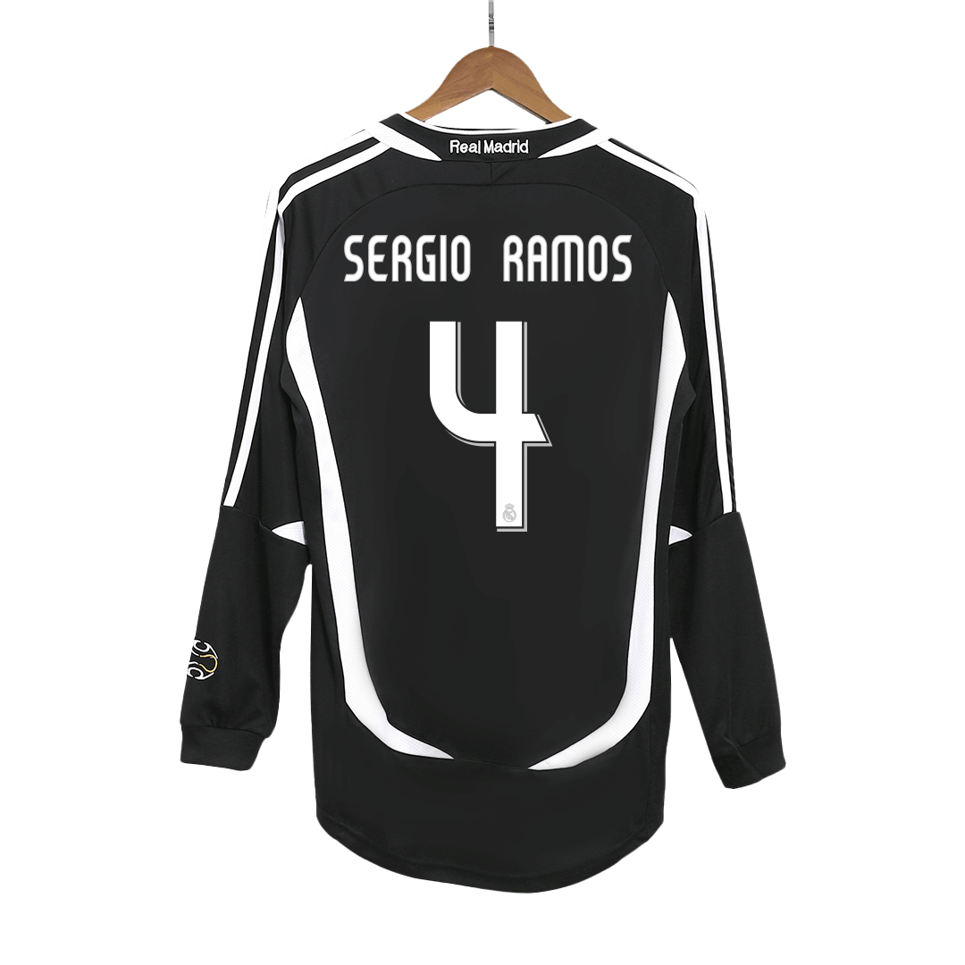 SERGIO RAMOS #4 Real Madrid Retro Jersey Away Long Sleeve Soccer Shirt 2006/07