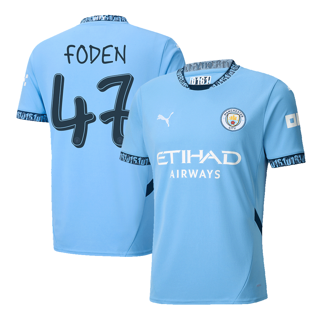 FODEN #47 Manchester City Soccer Jersey Home Custom Shirt-UCL