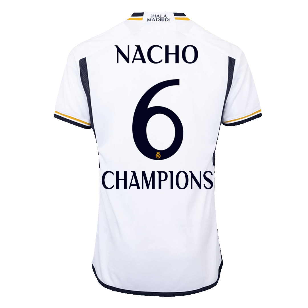 Real Madrid CHAMPIONS NACHO #6 Home Custom Player Version Soccer Jersey 2023/24 - Image 3