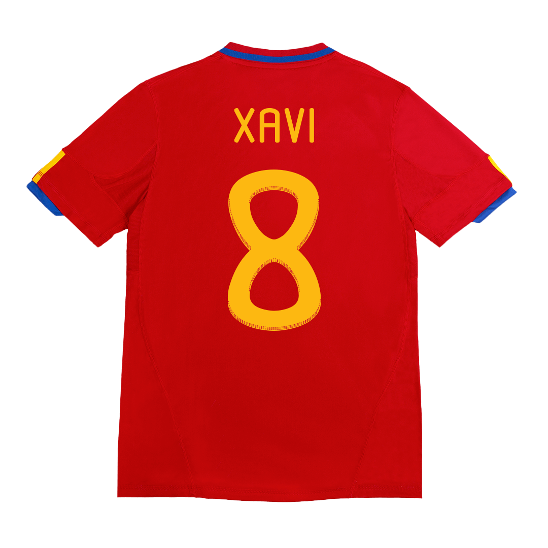XAVI #8 Spain Retro Jersey Home Soccer Shirt 2010 World Cup