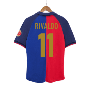 RIVALDO #11 Barcelona Retro Jersey Home Soccer Shirt 1999/00 100th Anniversary