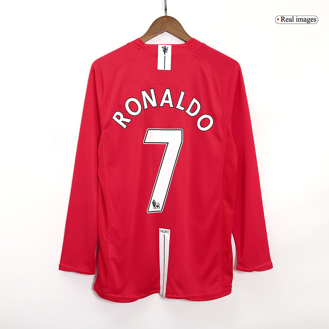 RONALDO #7 Manchester United Retro Jersey Home Long Sleeve Soccer Shirt 2007/08