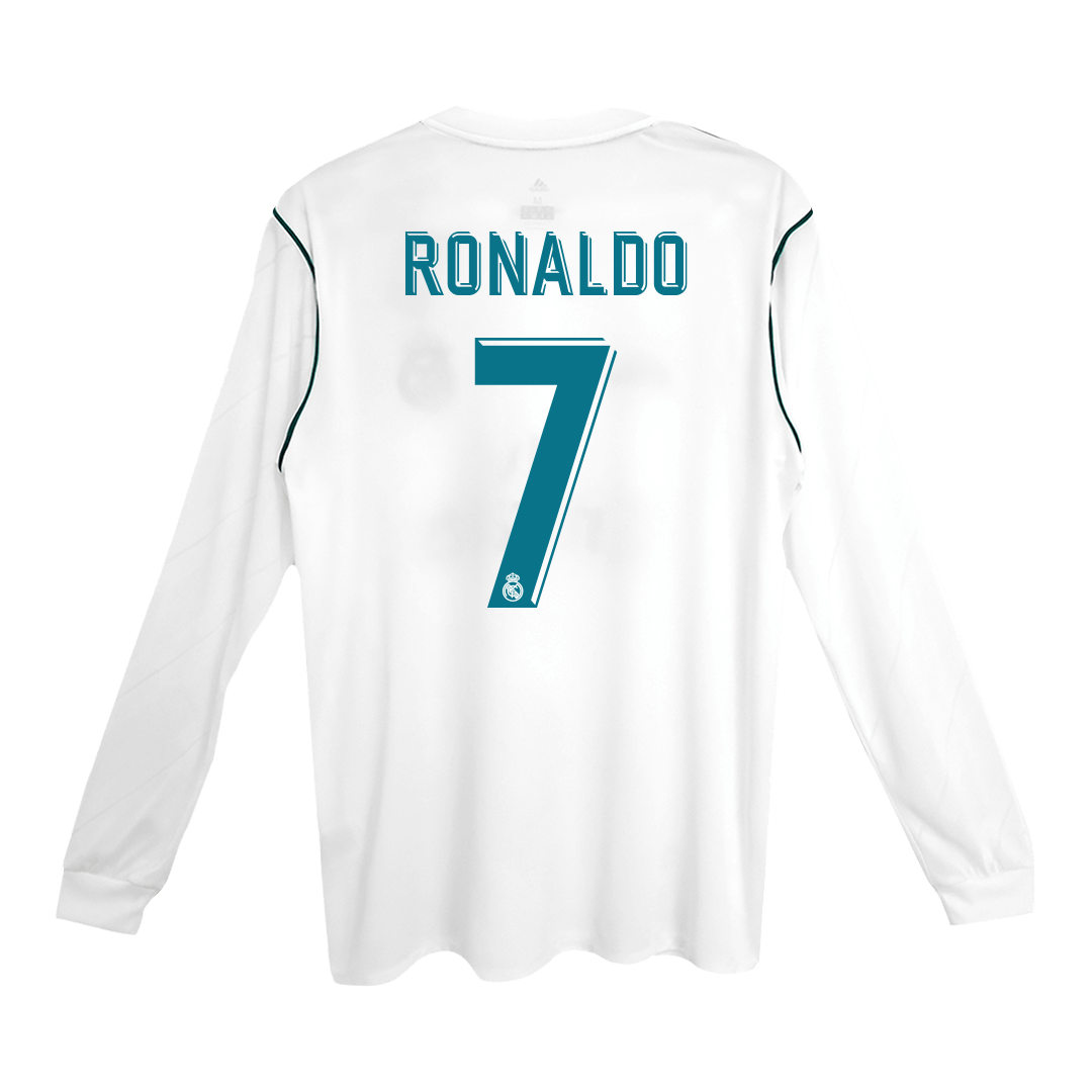 RONALDO #7 Real Madrid Retro Jersey Home Long Sleeve Soccer Shirt 2017/18