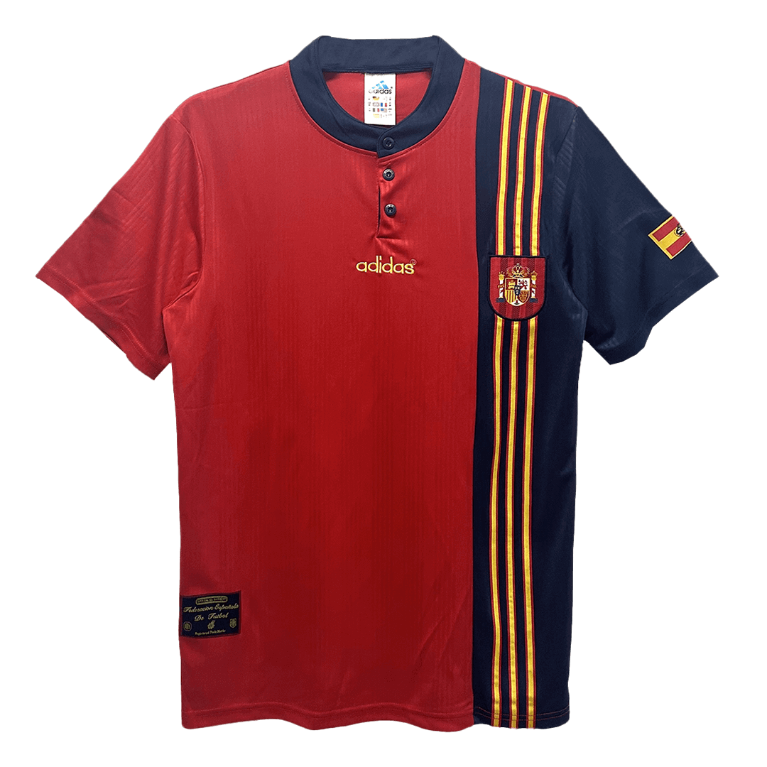 Spain Retro Jersey Home Soccer Shirt 1996 - Image 4