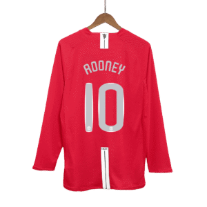 ROONEY #10 Manchester United Retro Jersey Home Long Sleeve Soccer Shirt 2007/08