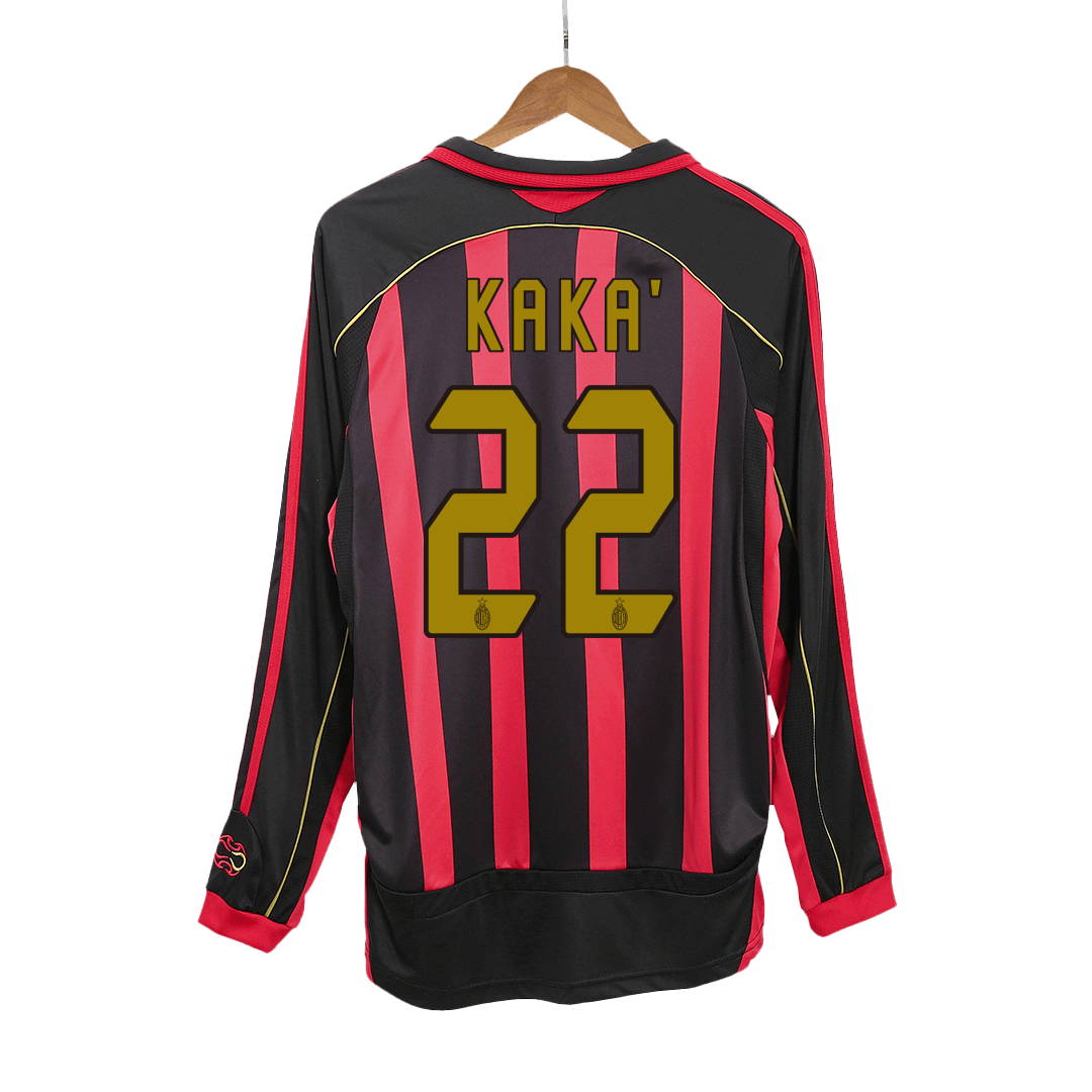 KAKA' #22 AC Milan Retro Jersey Home Long Sleeve Soccer Shirt 2006/07