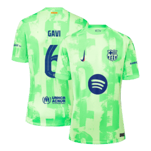 Barcelona Jersey Custom GAVI #6 Soccer Jersey Third Away - UCL Spotify Logo Without Text