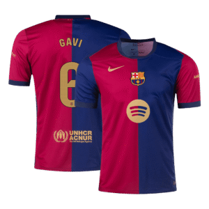 Barcelona Jersey Custom GAVI #6 Soccer Jersey Home Spotify Logo Without Text