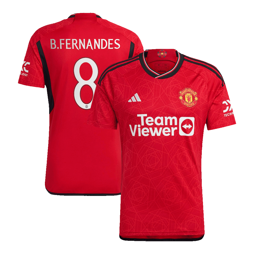 Manchester United Jersey Custom B.FERNANDES #8 Soccer Jersey Home 2023/24 -UCL