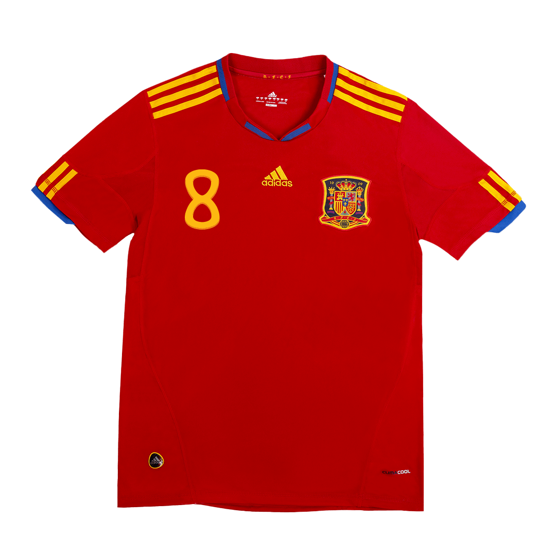 XAVI #8 Spain Retro Jersey Home Soccer Shirt 2010 World Cup - Image 2