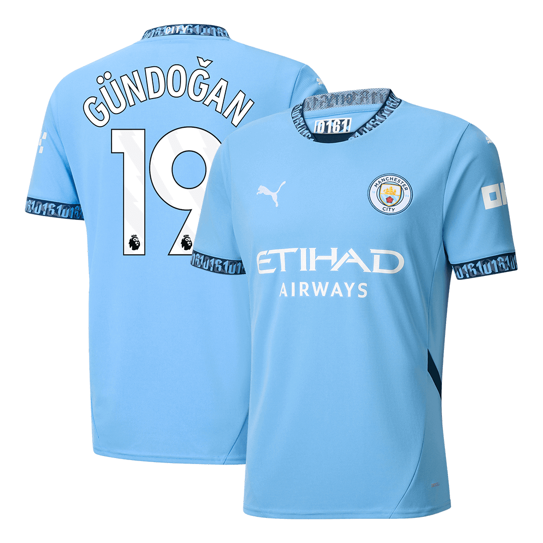 GÜNDOĞAN #19 Manchester City Home Soccer Jersey