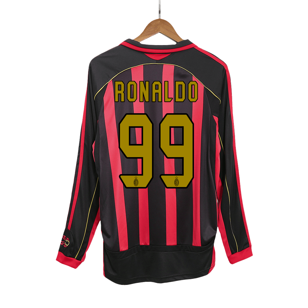 RONALDO #99 AC Milan Retro Jersey Home Long Sleeve Soccer Shirt 2006/07