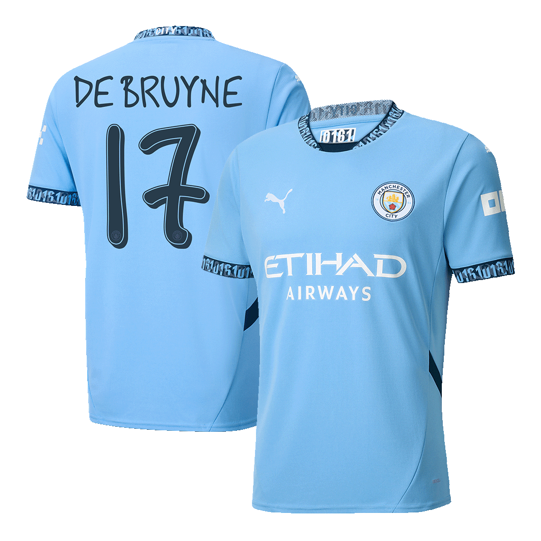 DE BRUYNE #17 Manchester City Soccer Jersey Home Custom Shirt-UCL