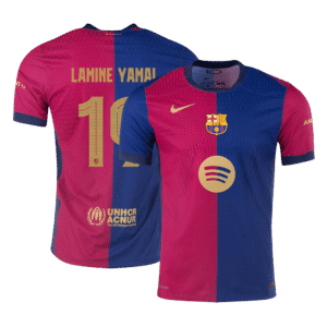 Barcelona LAMINE YAMAL #19 Home Custom Player Version Soccer Jersey - UCL Spotify Logo Without Text