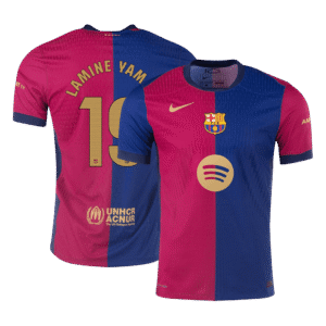 Barcelona LAMINE YAMAL #19 Home Custom Player Version Soccer Jersey - Spotify Logo Without Text