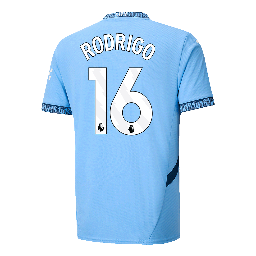 RODRIGO #16 Manchester City Soccer Jersey Home Shirt - Image 3