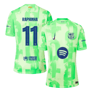 Barcelona Jersey Custom RAPHINHA #11 Soccer Jersey Third Away - UCL (Spotify Logo Without Text)