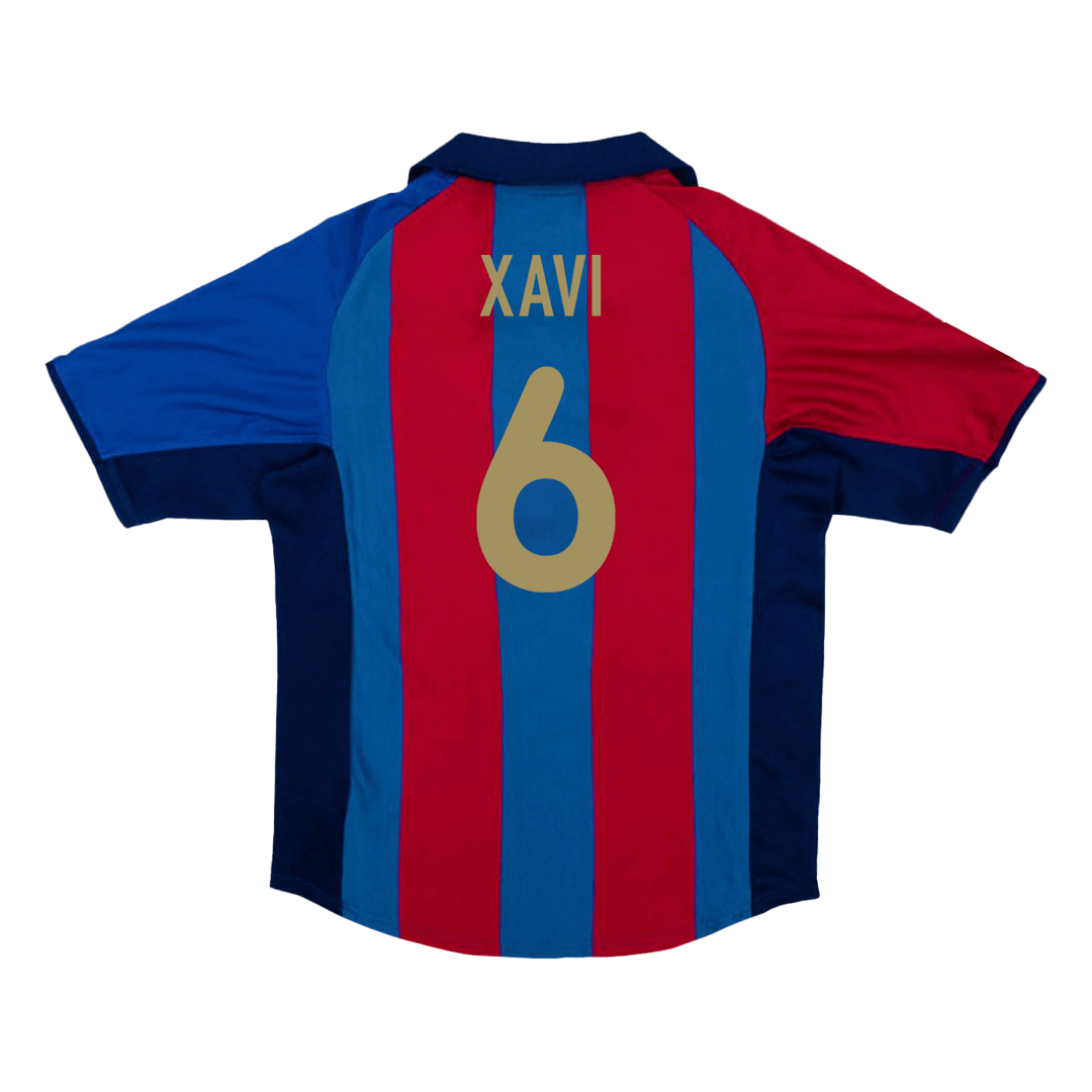 XAVI #6 Barcelona Retro Jersey Home Soccer Shirt 2001/02