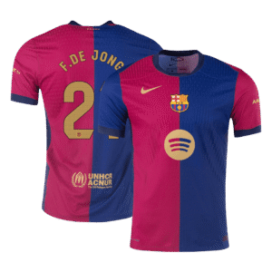 Barcelona F.DE JONG #21 Home Custom Player Version Soccer Jersey - Spotify Logo Without Text