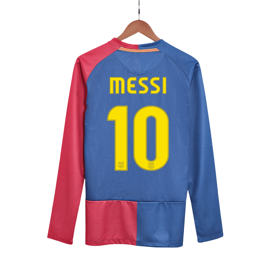 MESSI #10 Barcelona Retro Jersey Home Long Sleeve Soccer Shirt 2008/09 UCL