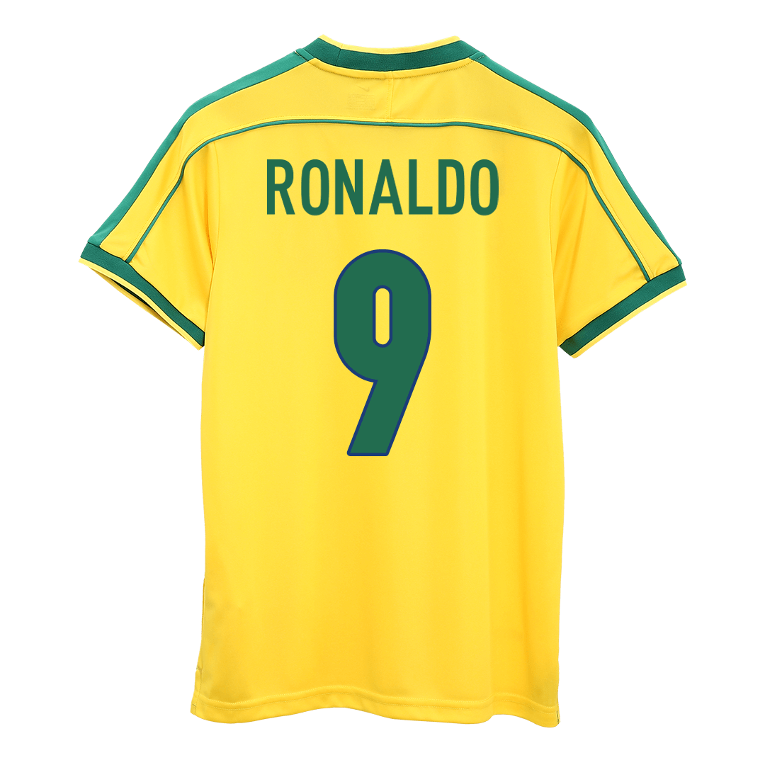 RONALDO #9 Brazil Retro Jersey Home Soccer Shirt 1998 -World Cup
