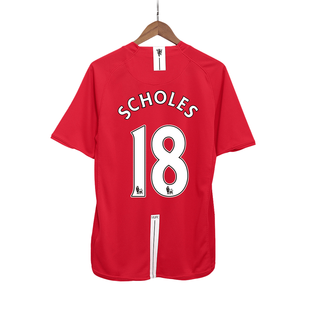 SCHOLES #18 Manchester United Retro Jersey Home Soccer Shirt 2007/08