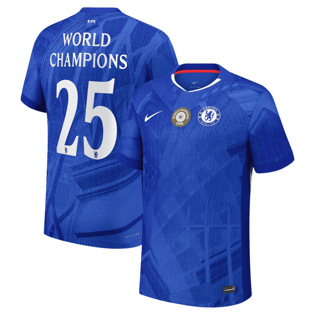 Chelsea WORLD CHAMPIONS #25 Home Custom Player Version Soccer Jersey 2025/26 - With Chest Badge