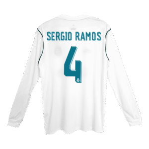 SERGIO RAMOS #4 Real Madrid Retro Jersey Home Long Sleeve Soccer Shirt 2017/18