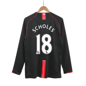 SCHOLES #18 Manchester United Retro Jersey Away Long Sleeve Soccer Shirt 2007/08