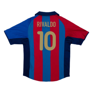 RIVALDO #10 Barcelona Retro Jersey Home Soccer Shirt 2001/02