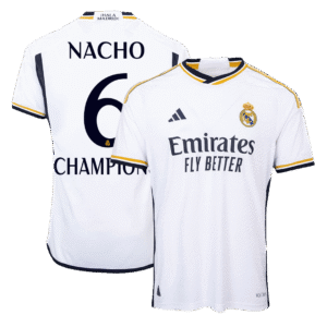 Real Madrid CHAMPIONS NACHO #6 Home Custom Player Version Soccer Jersey 2023/24