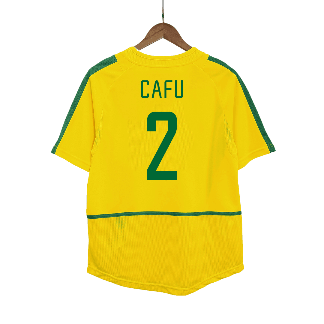 CAFU #2 Brazil Retro Jersey Home Soccer Shirt 2002/03