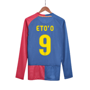 ETO'O #9 Barcelona Retro Jersey Home Long Sleeve Soccer Shirt 2008/09 UCL Final